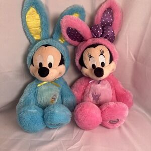 Disney Store Mickey And Minnie Mouse Wearing Easter Bunny Outfits